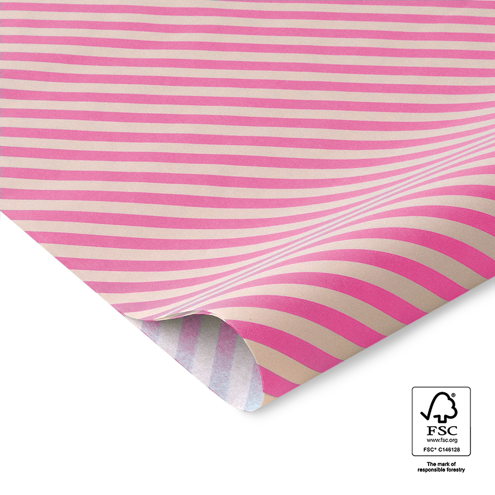 Seidenpapier Pink Stripes weiss 50x70cm
