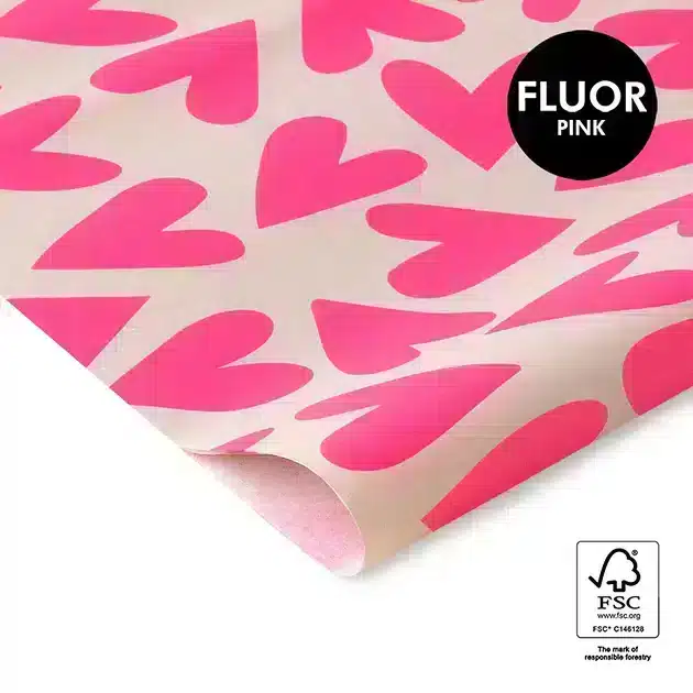 Seidenpapier neon Herz pink 50x70cm