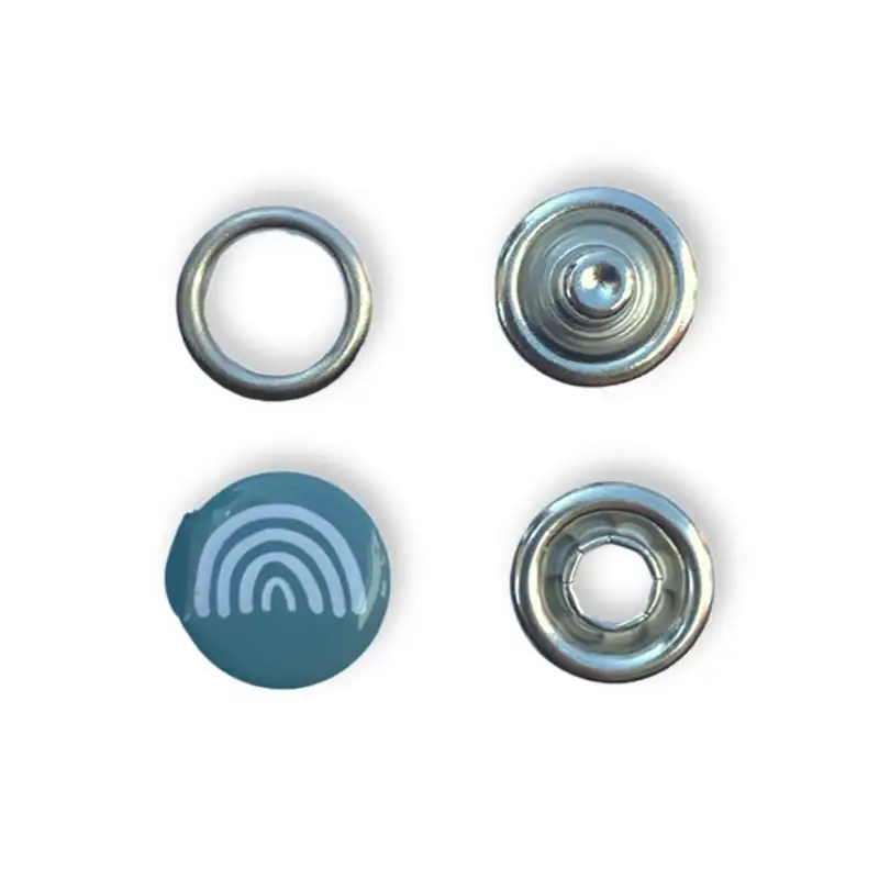 Jersey-Druckknopf Regenbogen graublau JuSt Snaps