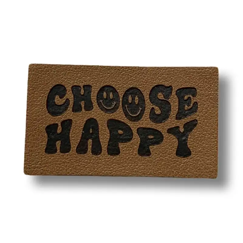 Aufnäher aus Kunstleder mit Schriftzug "choose happy"