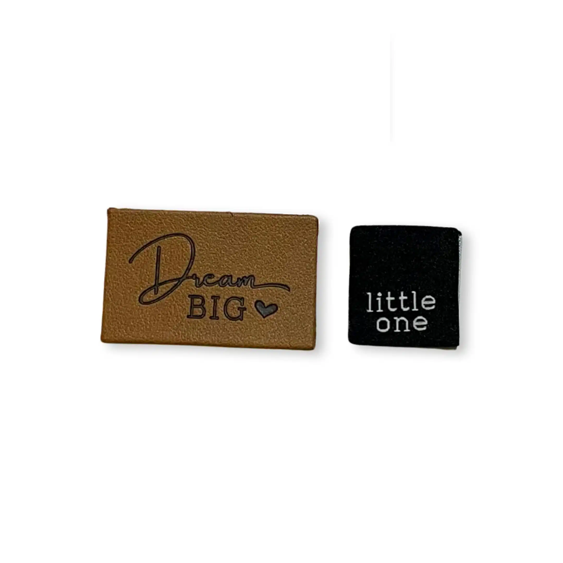 1Set Iron-on Lederlabel "Dream big" und Weblabel "little one"