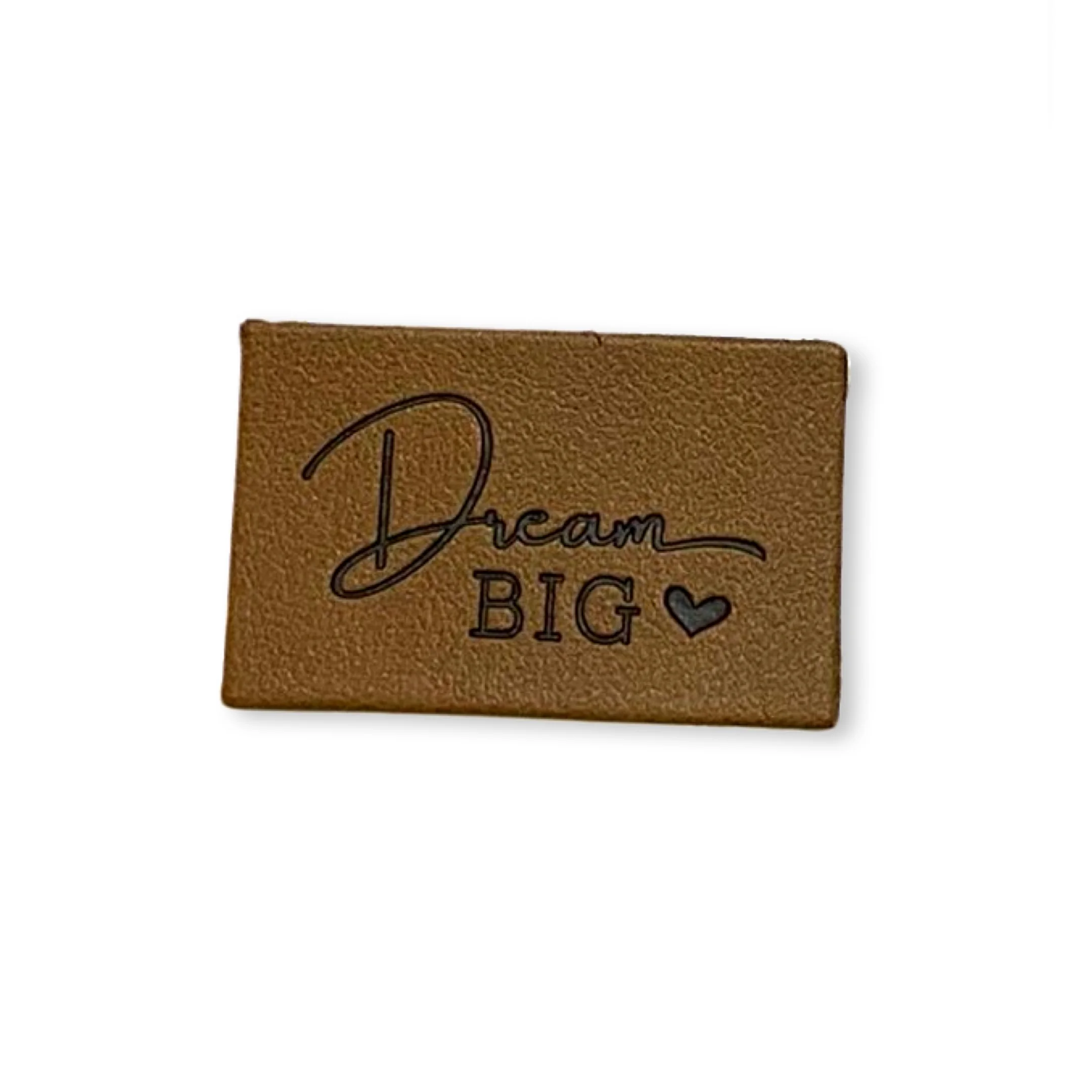 2 Aufnäher Iron-on Kunstlederlabel "Dream big"