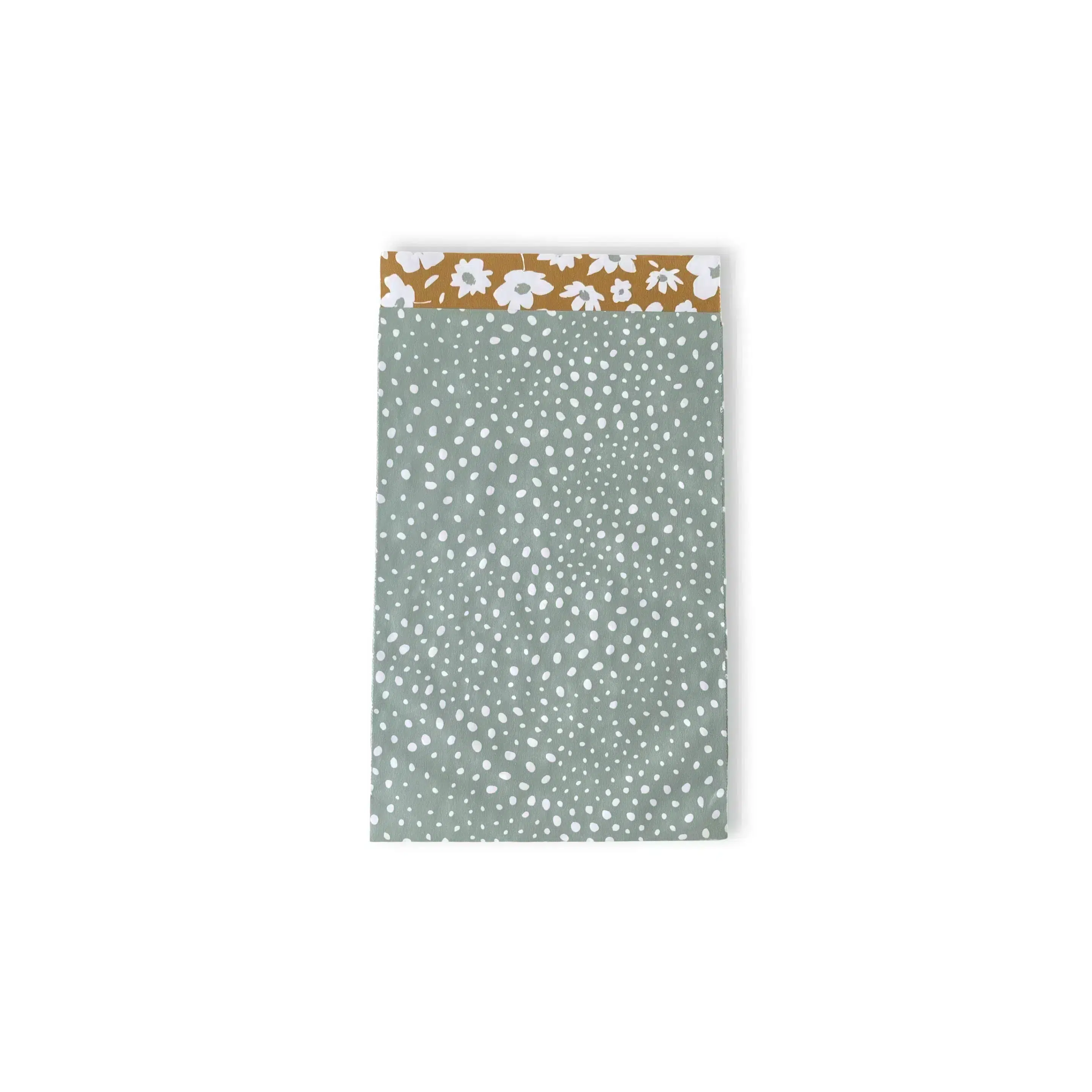 Papiertüte Grün Dots/Blumen 12x19mm