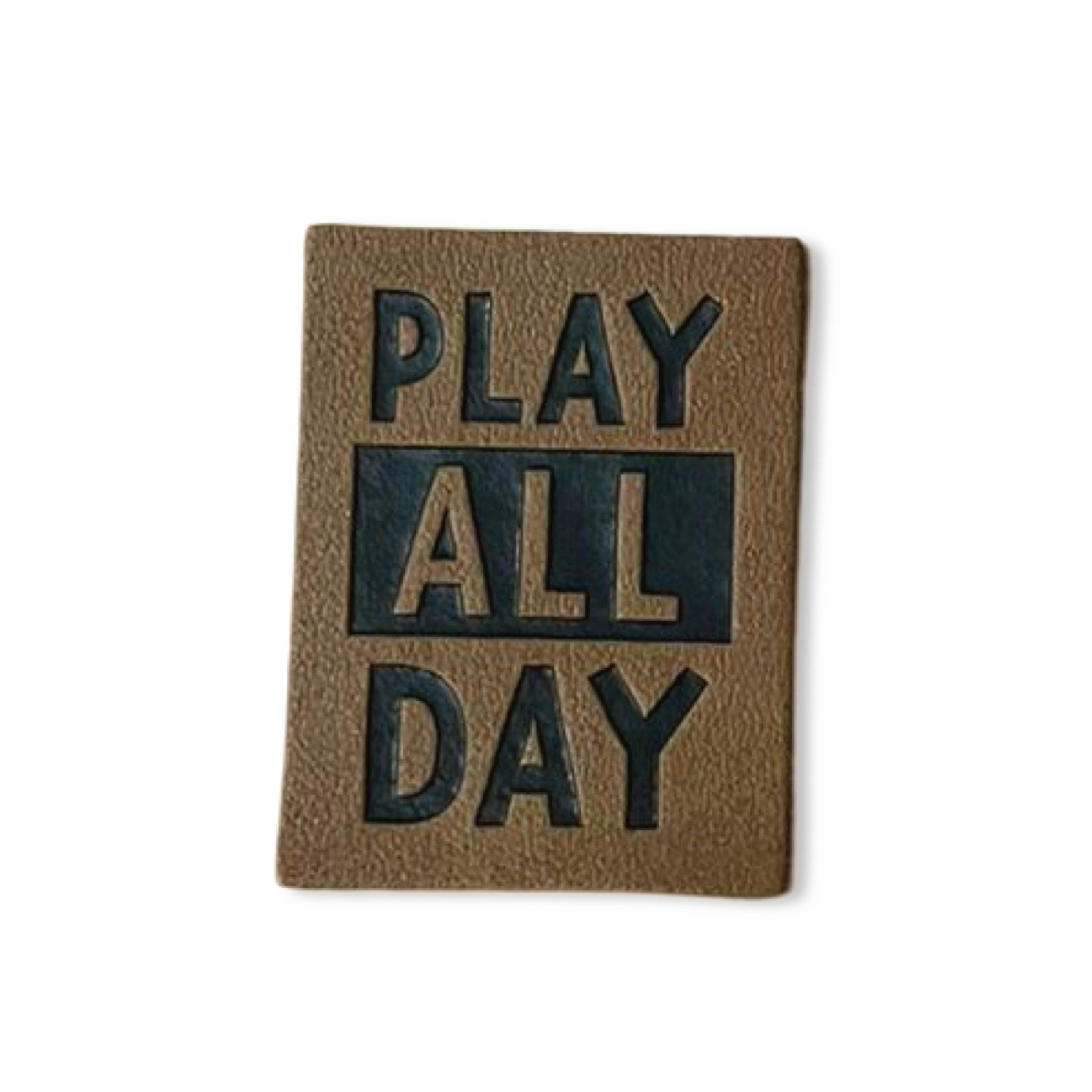 2 Aufnäher Iron-on Kunstlederlabel "Play all day"