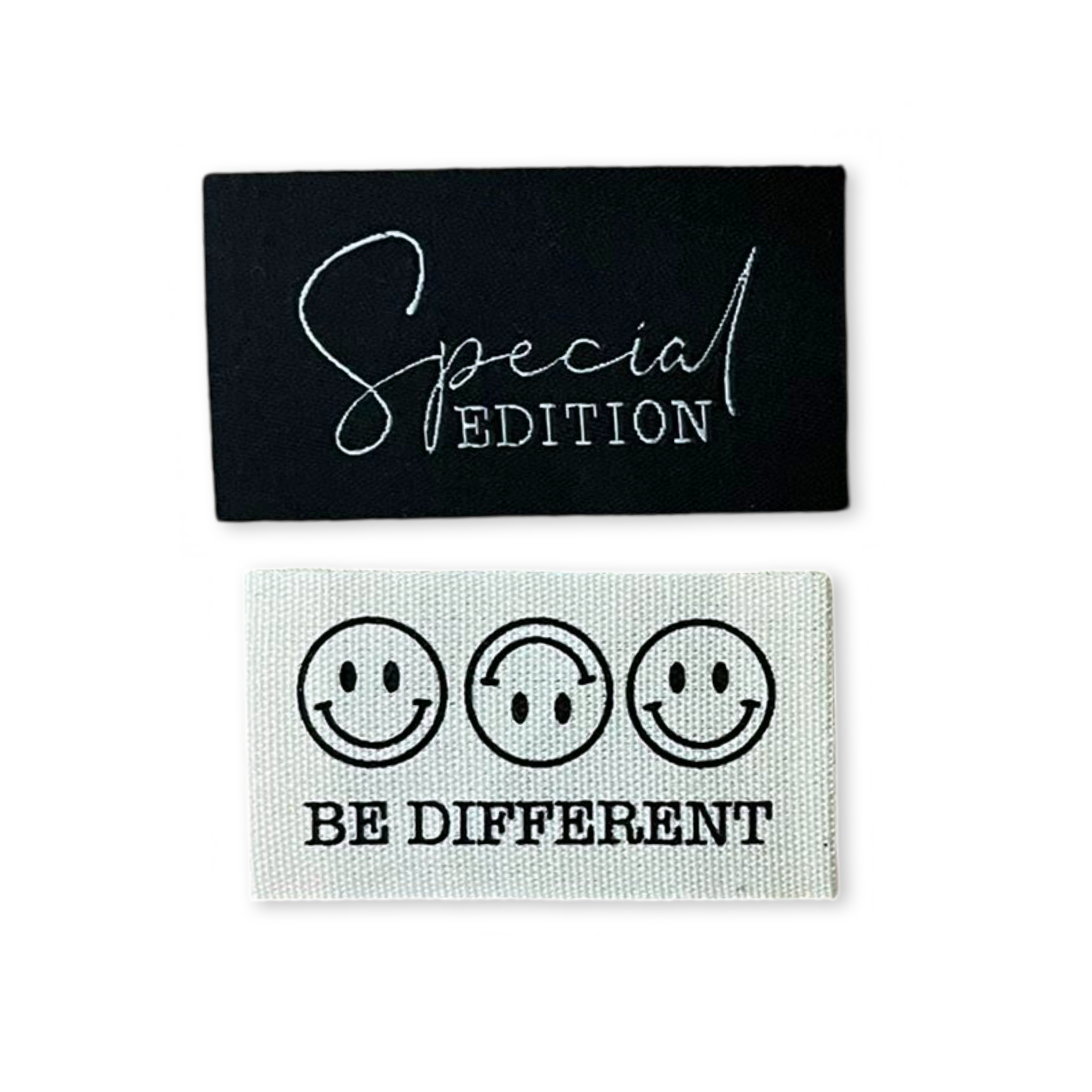 1Set Iron-on Weblabel "Special Edition" und Baumwolllabel "be different"