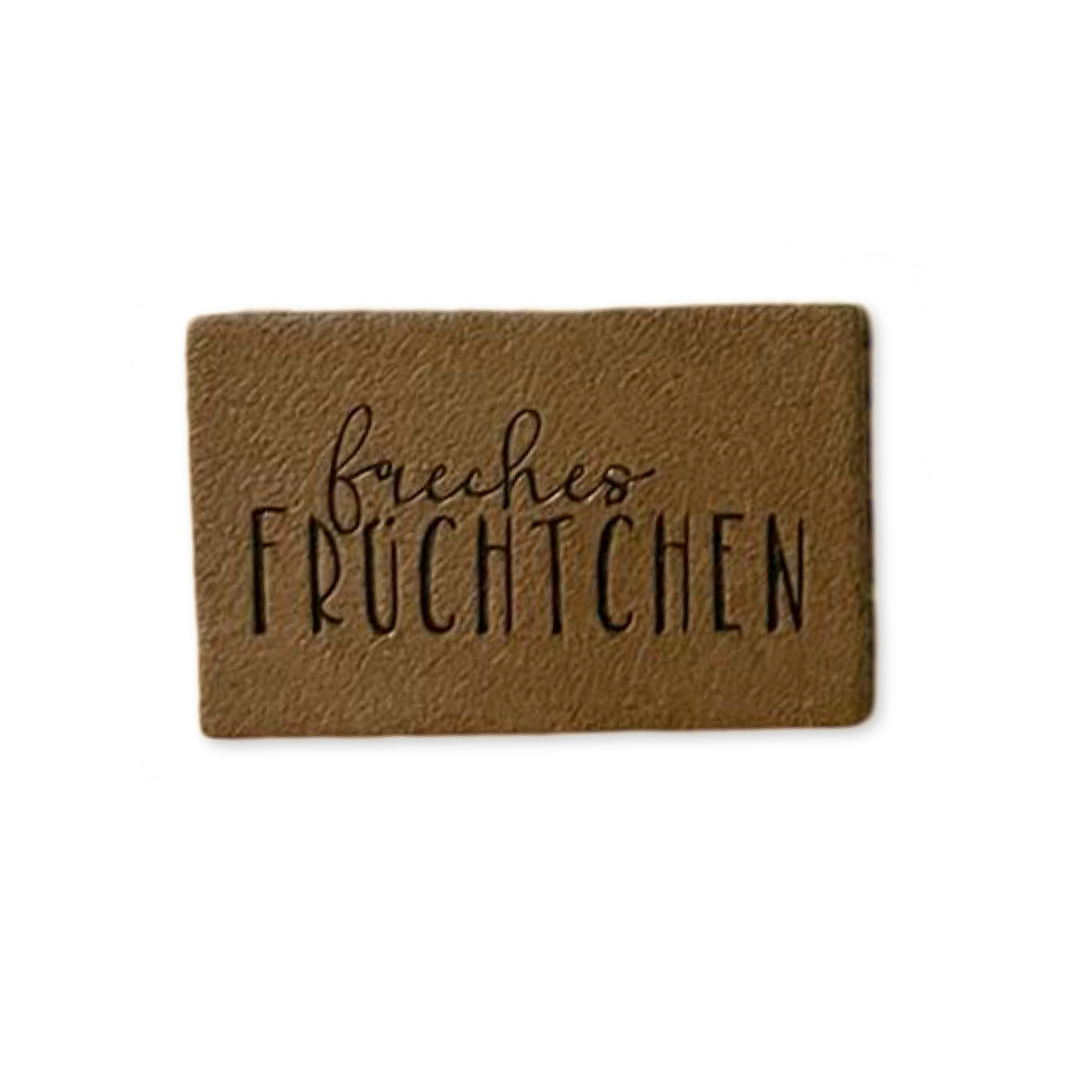 2 Aufnäher Iron-on Kunstlederlabel "freches Früchtchen"