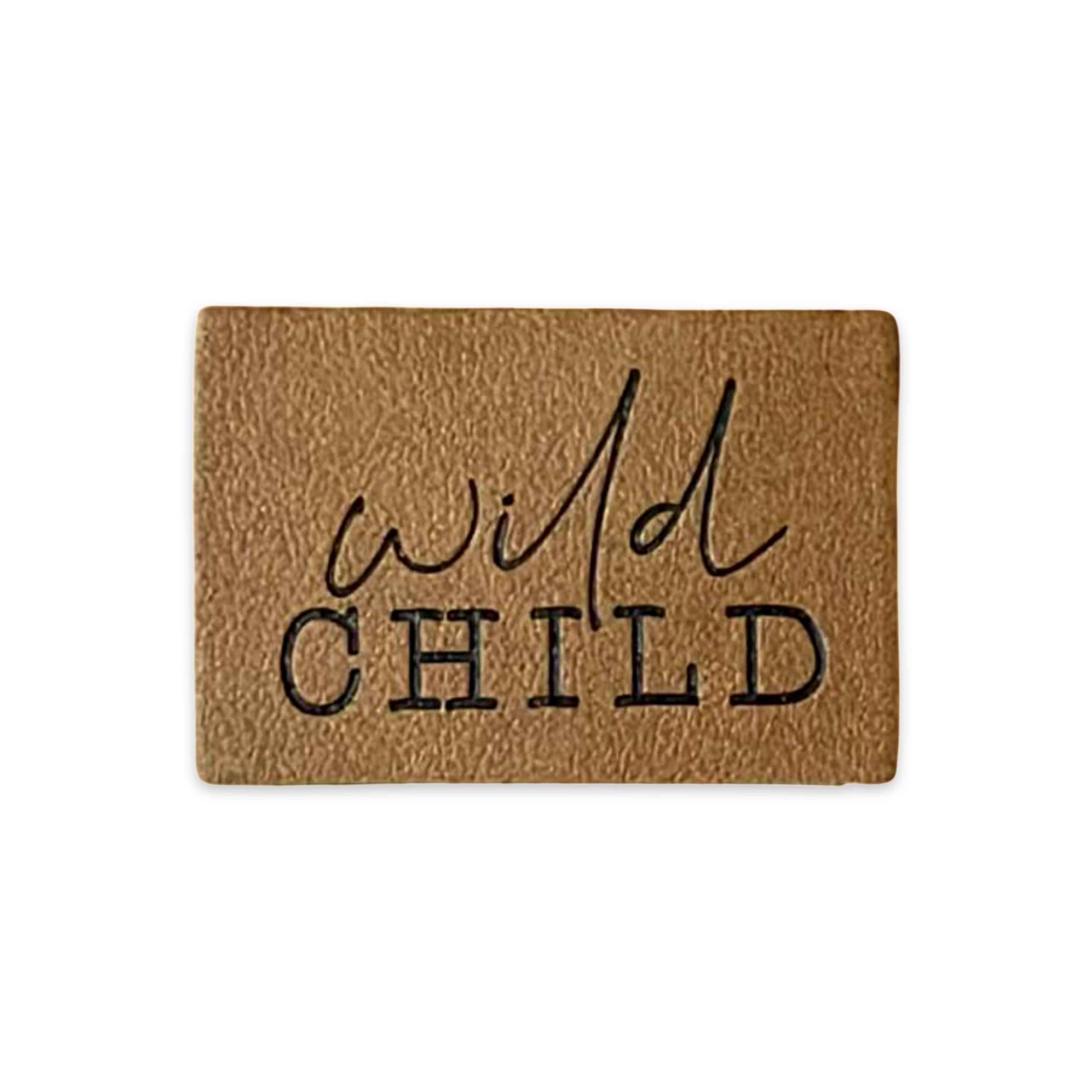 2 Aufnäher Iron-on Kunstlederlabel "wild child"