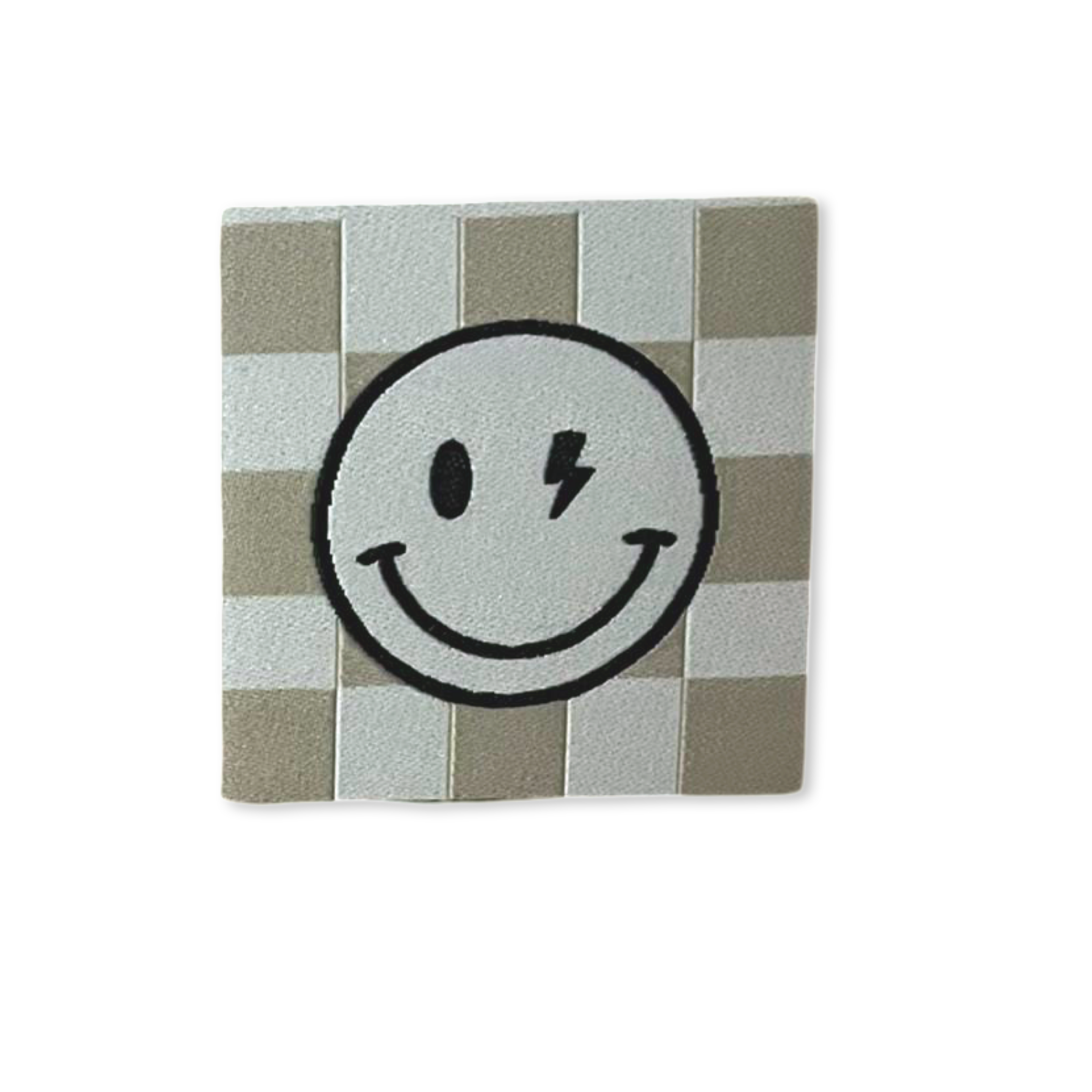 2Stk. Iron-on Weblabel "Smiley blitz check"