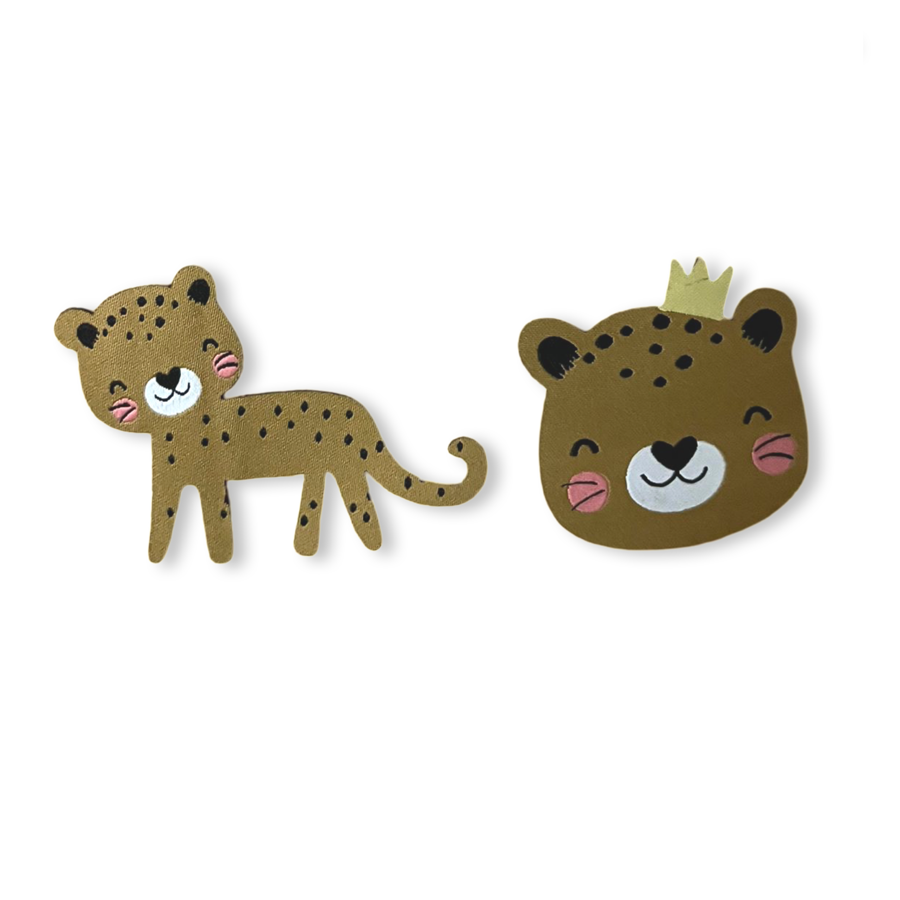 1Set Iron-on Weblabel "Leopard " und Iron-on Weblabel "Leopard Kopf"