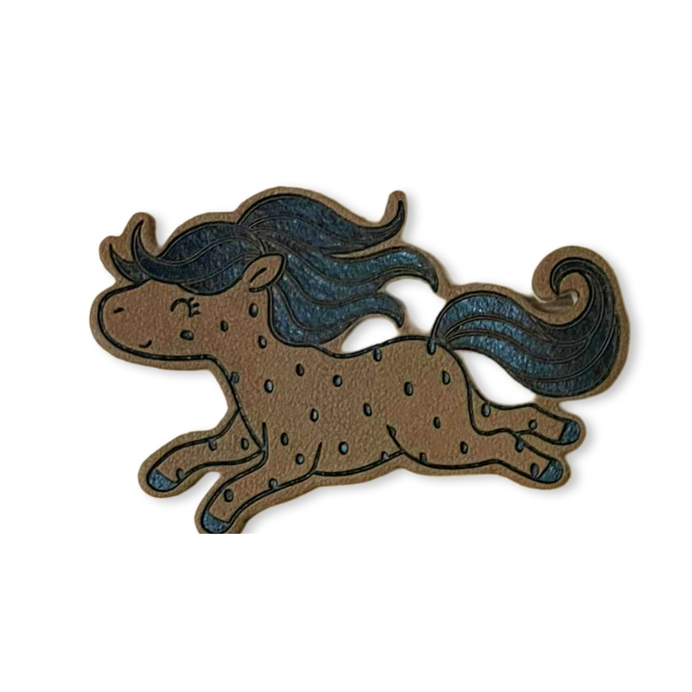 2 Aufnäher Iron-on Kunstlederlabel "Pony"