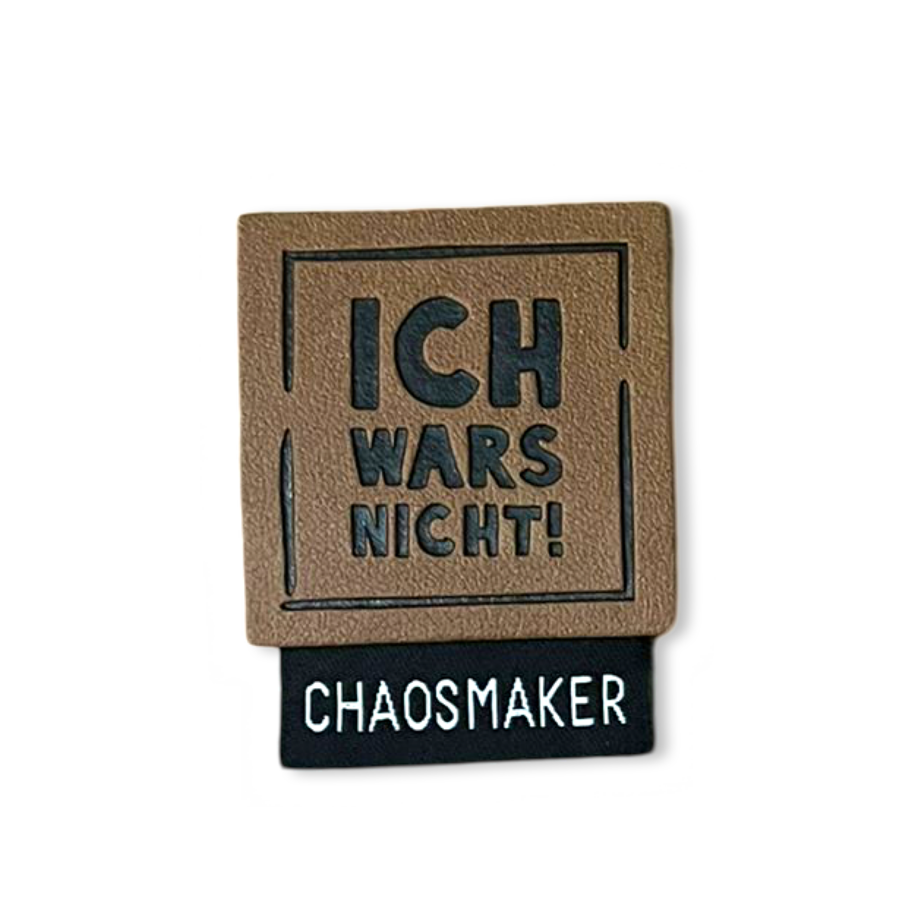 1Set Iron-on Lederlabel "Ich wars nicht!" und Weblabel "chaosmaker"