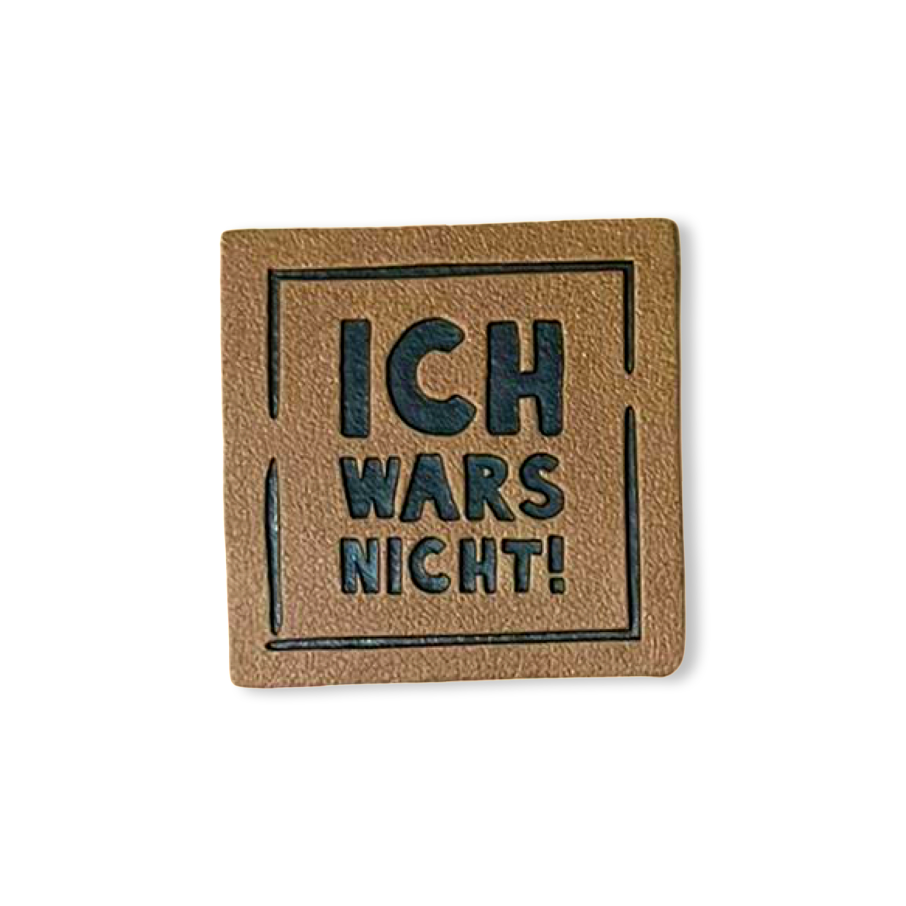 2 Aufnäher Iron-on Kunstlederlabel "Ich wars nicht!"