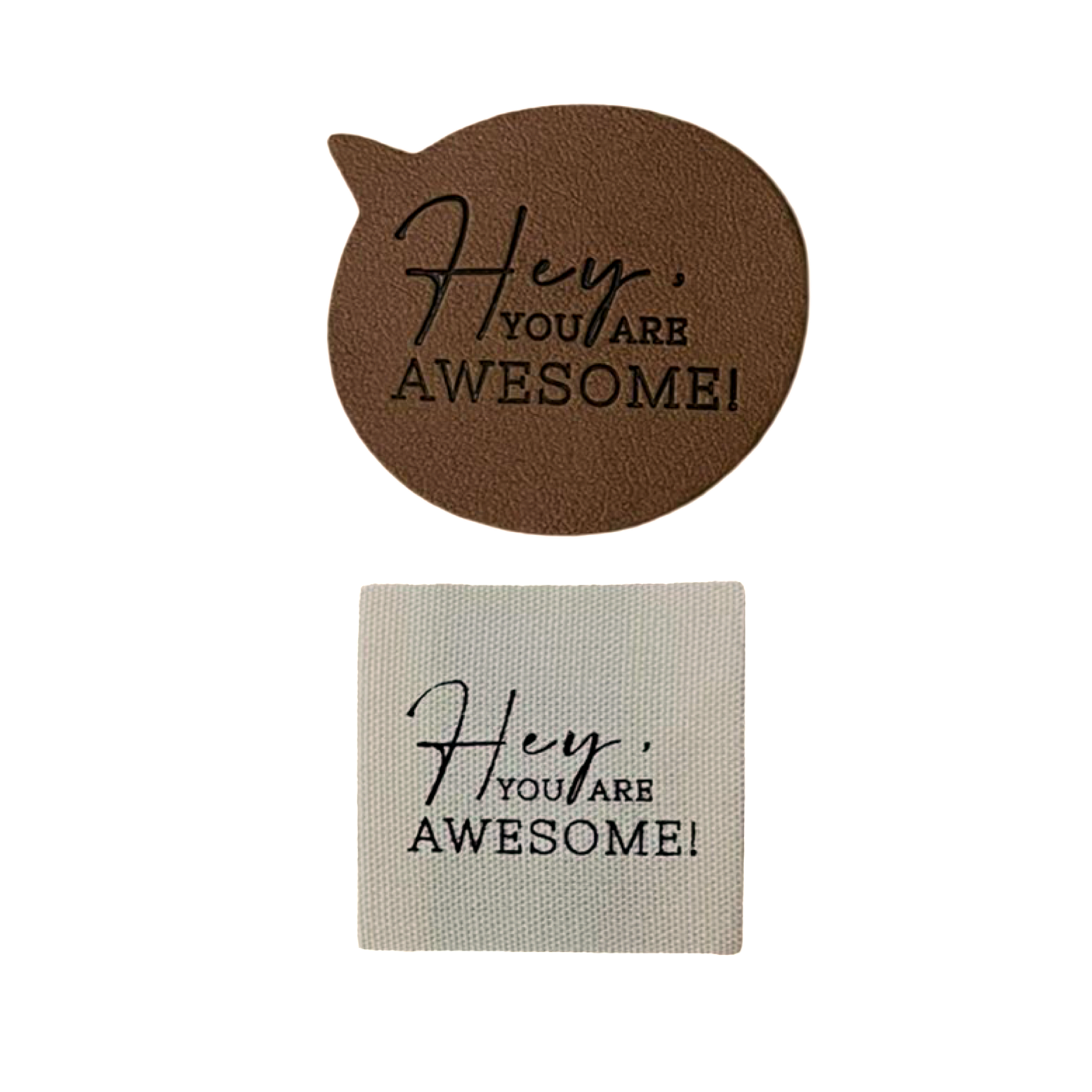 1Set Iron-on Lederlabel "Hey, you are awesome!" und IronBaumwoll-Label "Hey, you are awesome!"