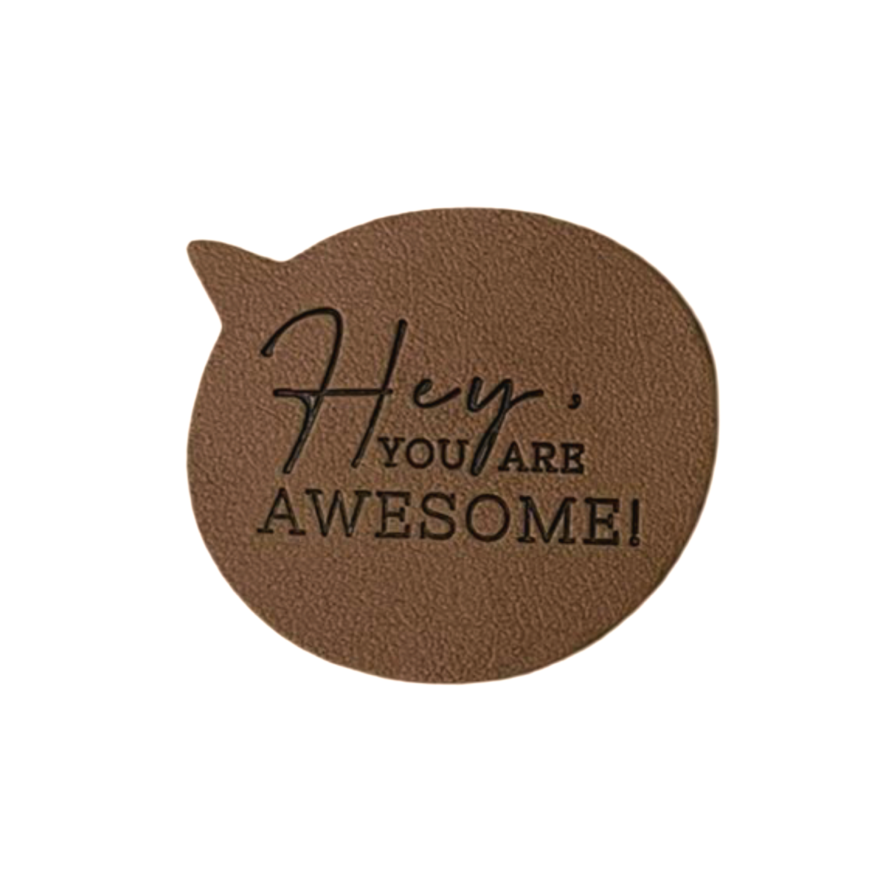2 Aufnäher Iron-on Kunstlederlabel "Hey, you are awesome!"