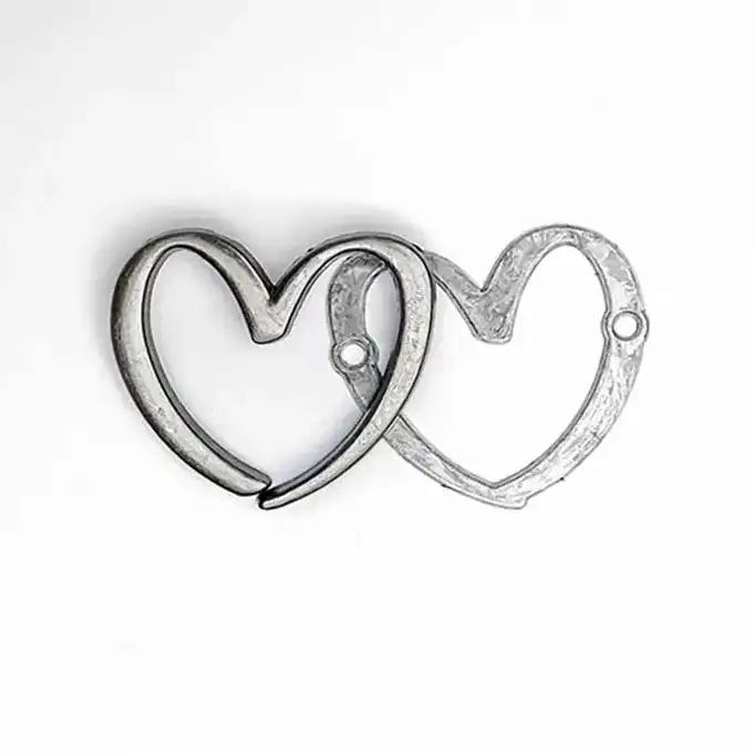 Metalllabel Herz groß silber