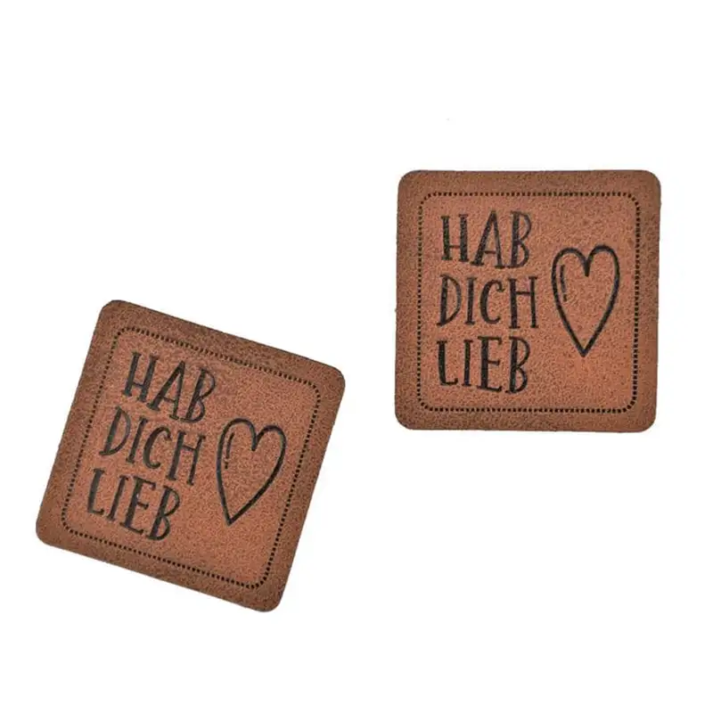 Aufnäher Kunstleder Label "Hab dich lieb"