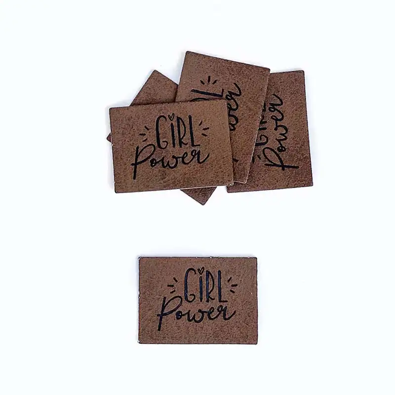 5 Aufnäher Kunstleder Girl power