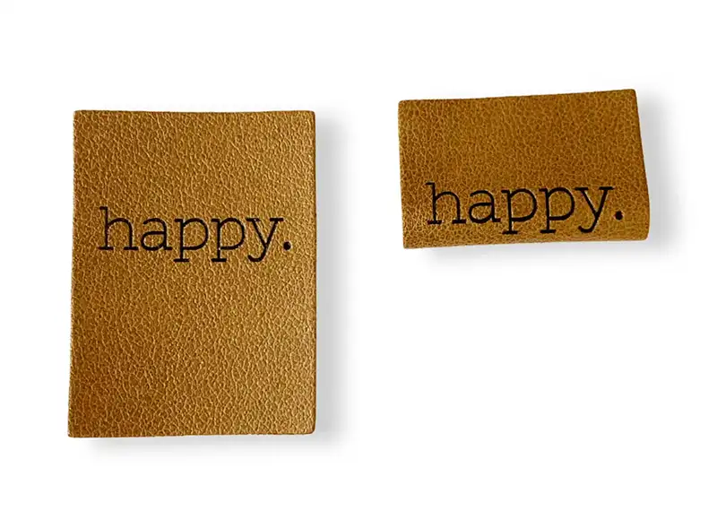 Aufnäher Kunstleder happy