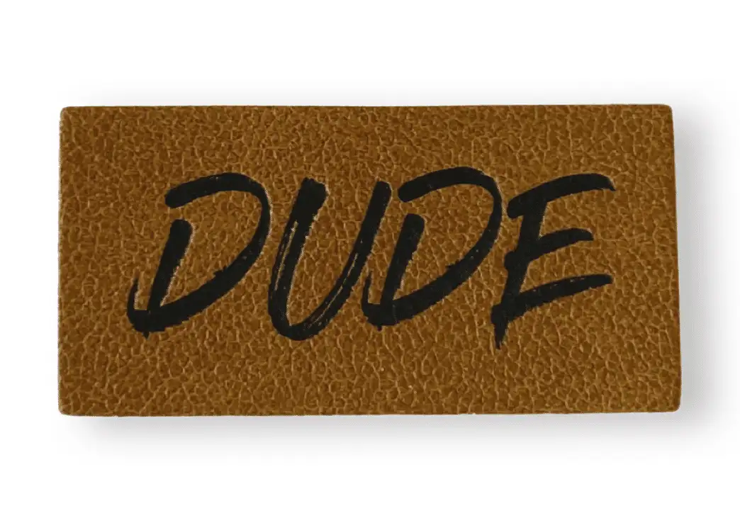 Lederlabel mit Aufdruck Dude