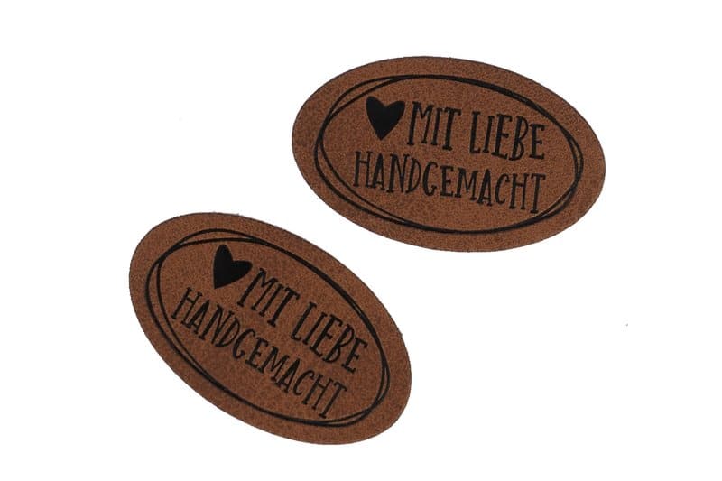 Kunstlederlabels "MIT LIEBE HANDGEMACHT" 5Stk.