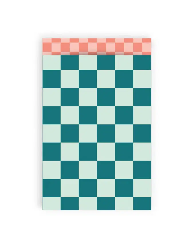 Papiertüte Blue Check /Lachs 12x19mm