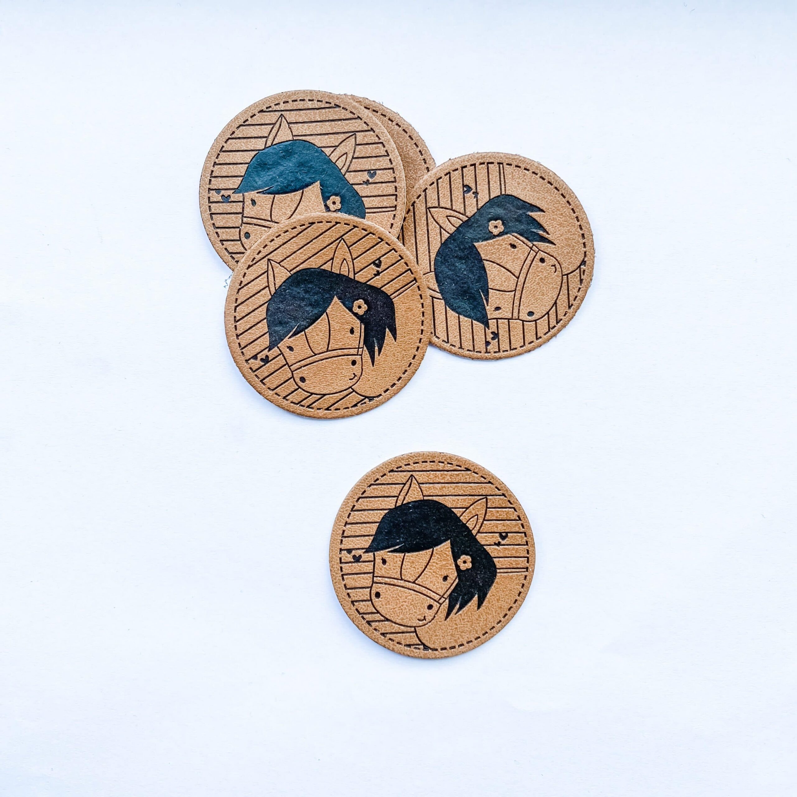 Kunstlederlabels "Pferd" 5Stk.