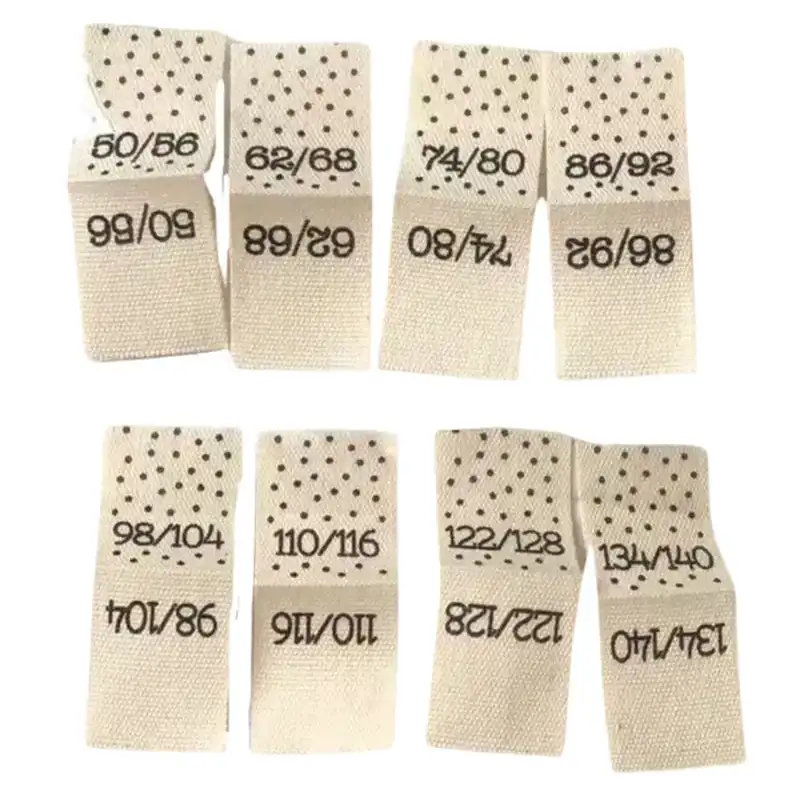 Baumwoll-Größenetiketten zum Einnähen Doppelgrößen mit Punkten verziert