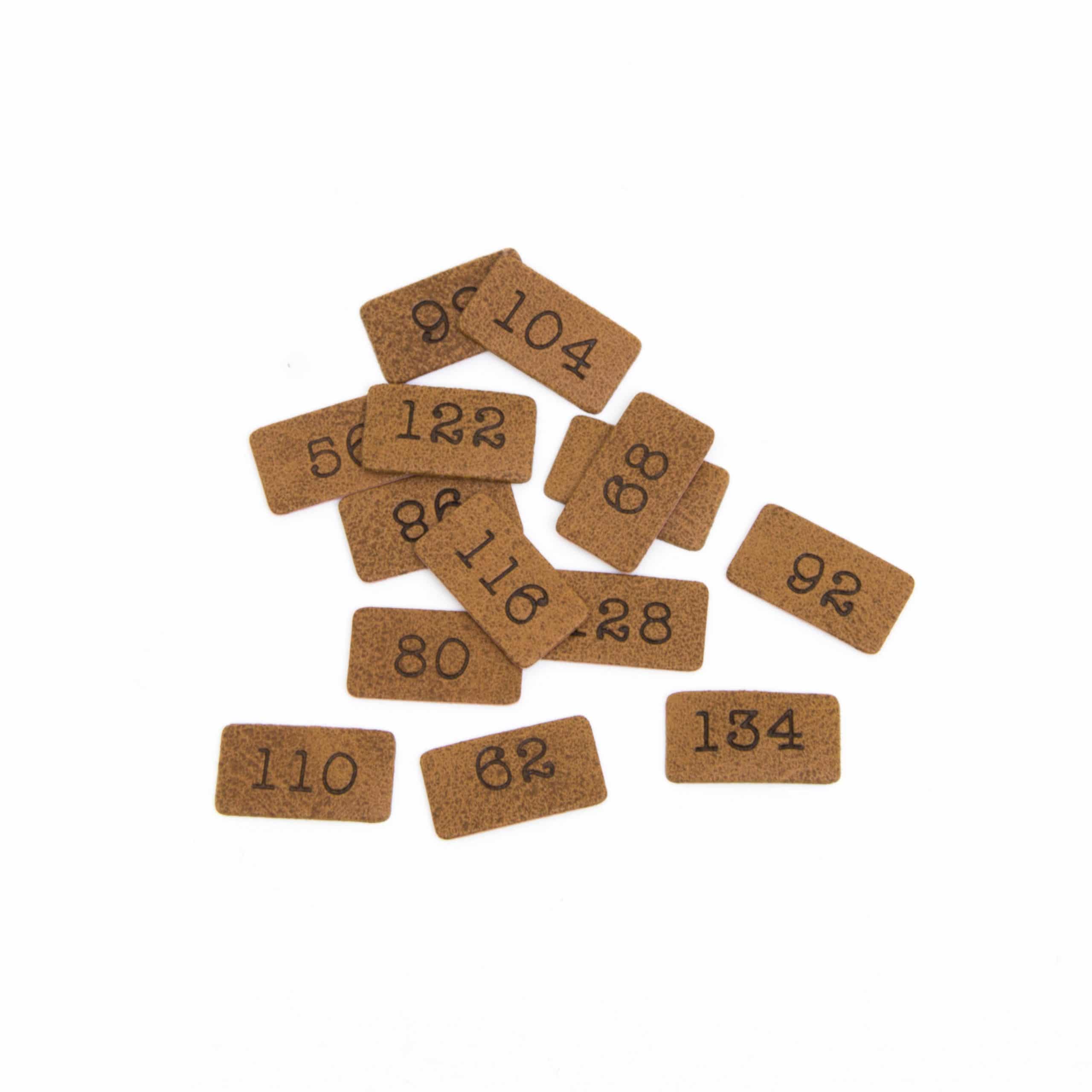 Größenetiketten zum Einnähen Leder
