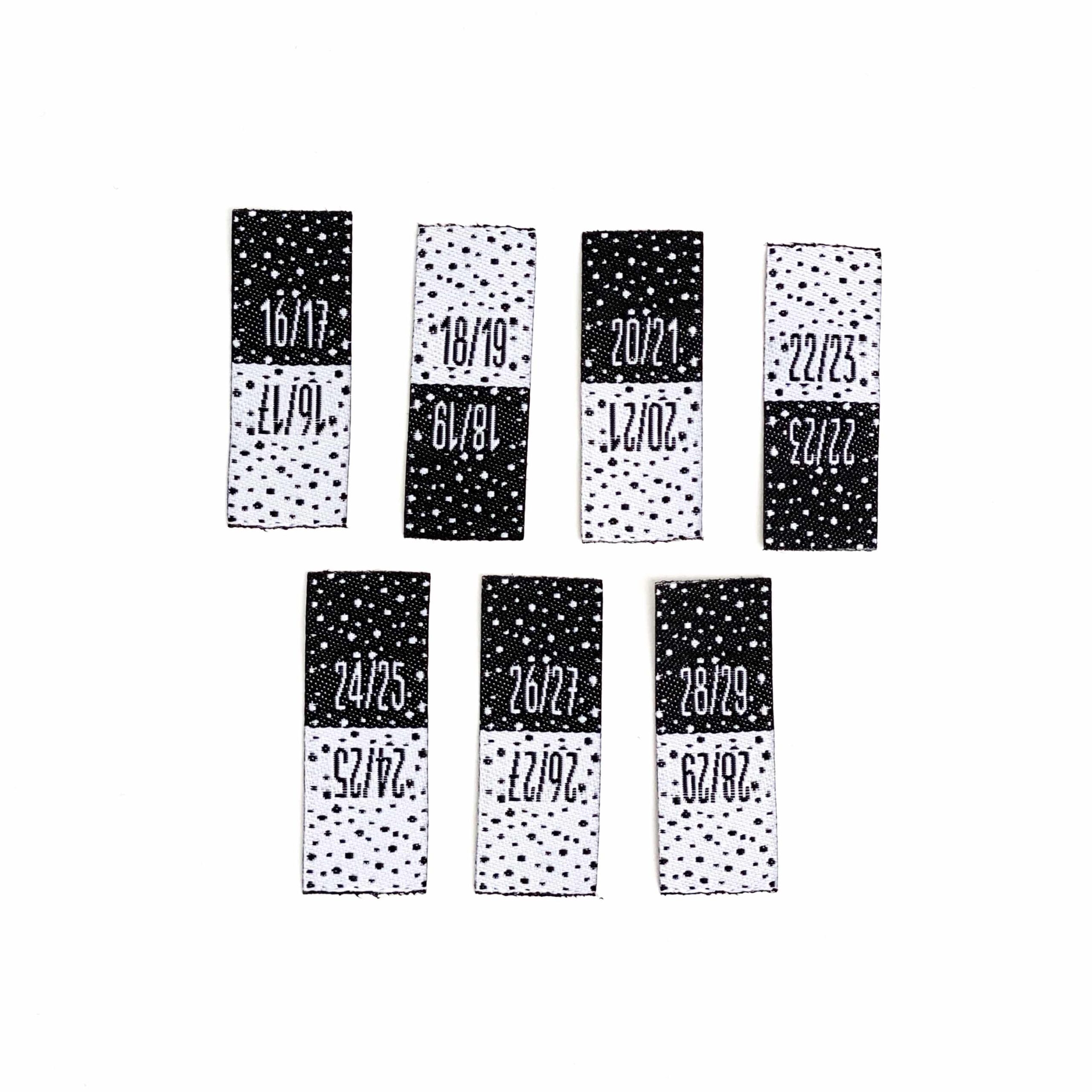 Größenetiketten zum Einnähen Puschengrößen