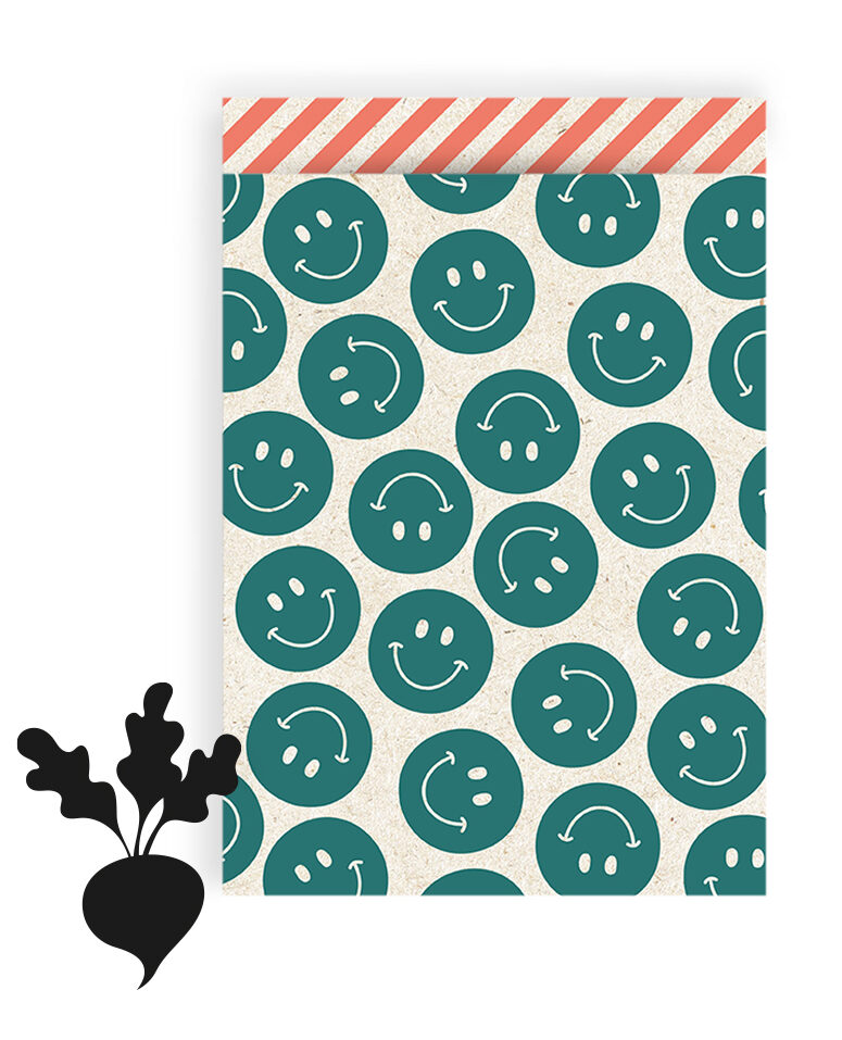 Papiertüte Smiley petrol 17x25mm
