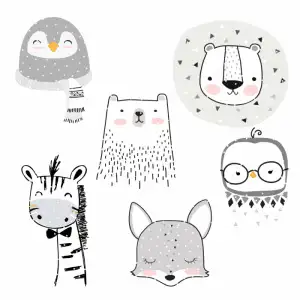 Applikation Set Plotterdatei Doodle Tierköpfe
