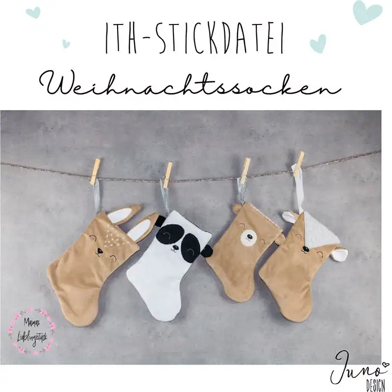 4 Weihnachtssocken. In Form von einem Hasen