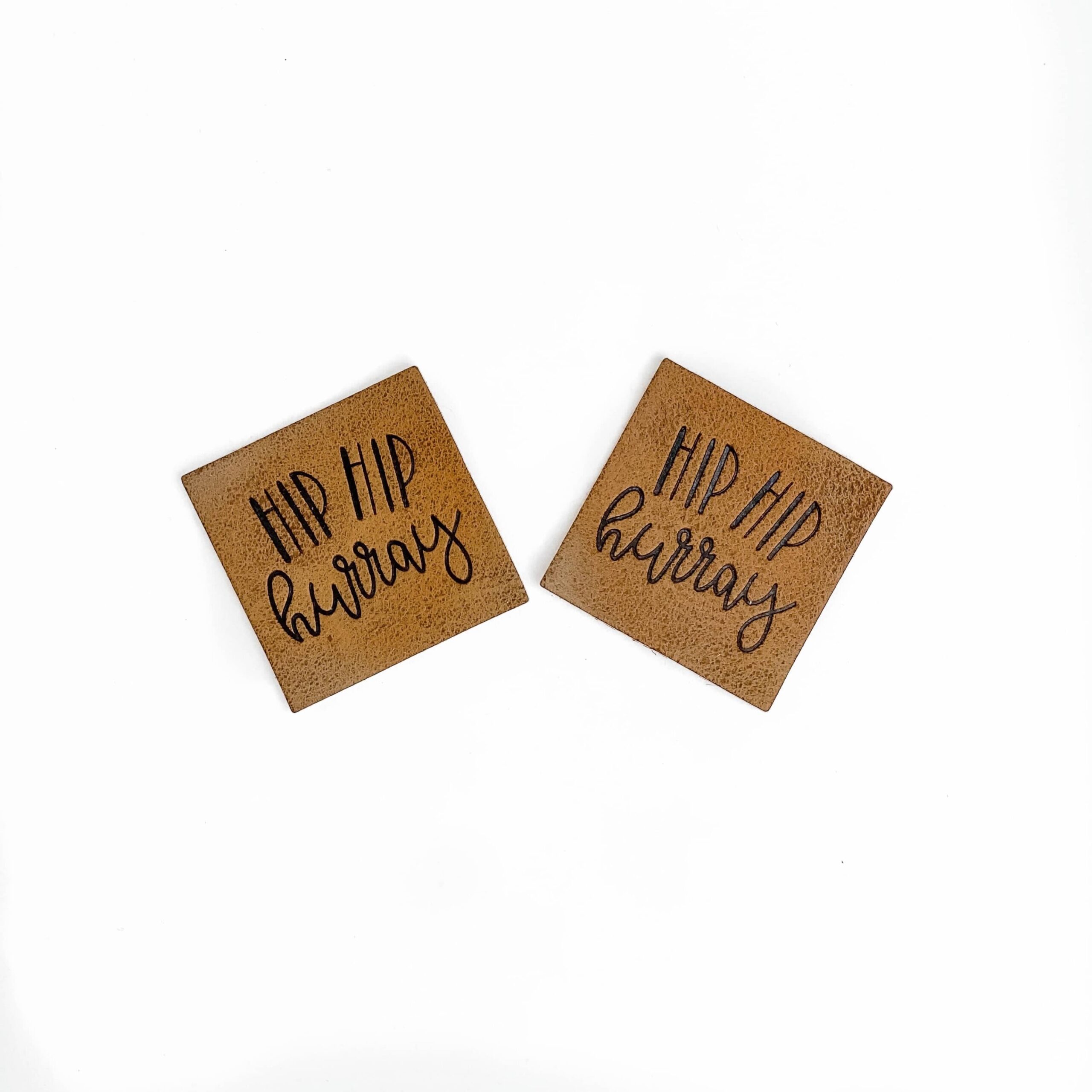 5 Aufnäher Kunstleder Hip Hip hurray