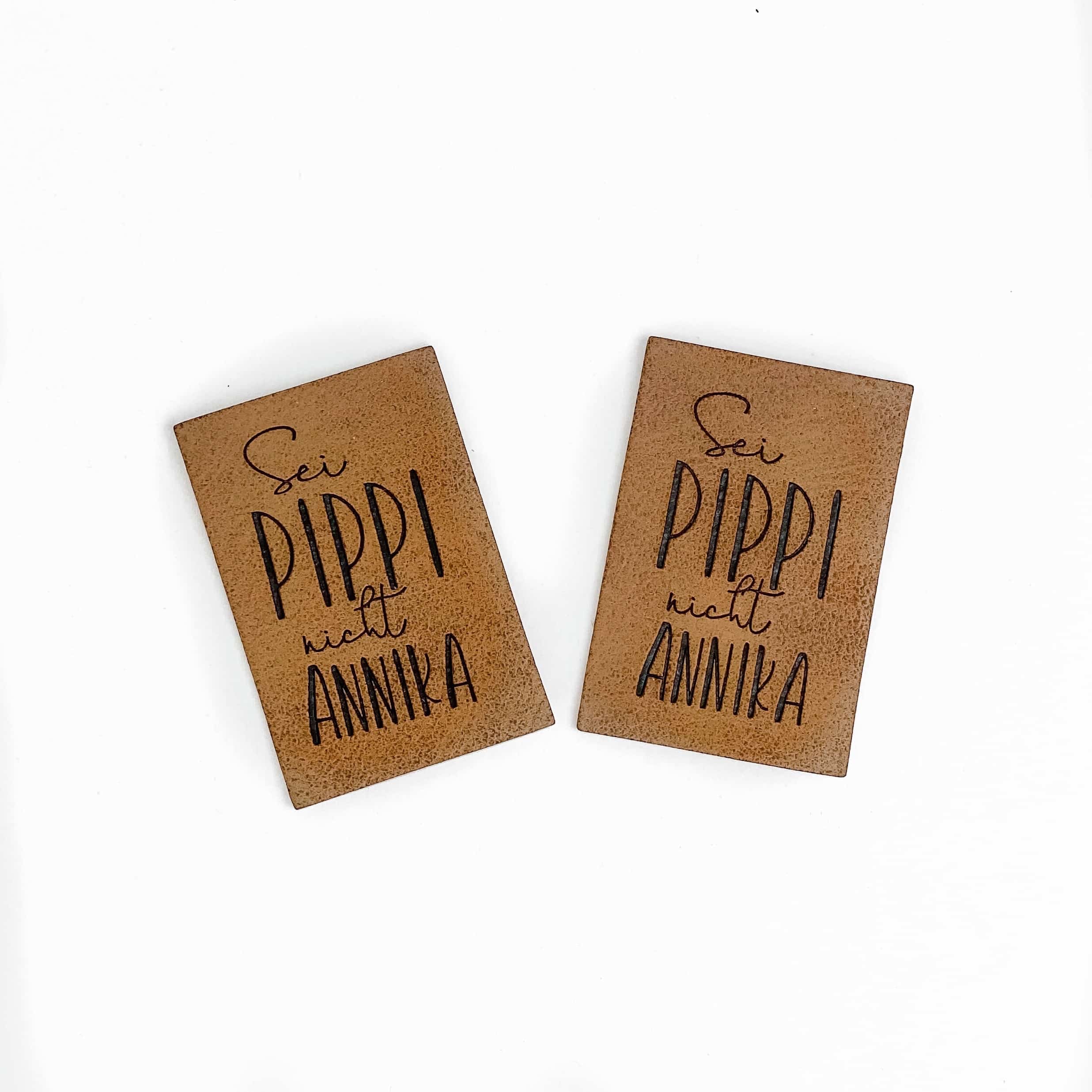 5 Aufnäher Kunstleder Sei Pippi nicht Annika