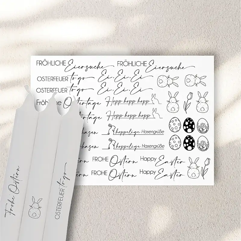 Bogen Kerzentattoos Ostern Schriftzüge und Zeichnungen schwarz
