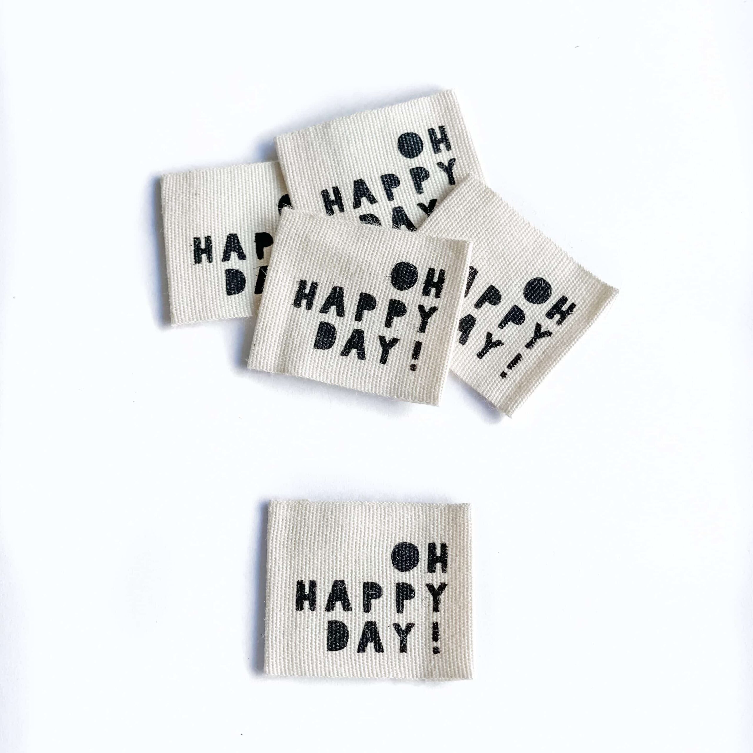5 Baumwoll-Labels ,,Oh happy day"- schwarz