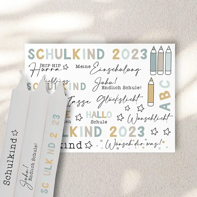 Bogen Kerzentattoos zum Thema Schulkind